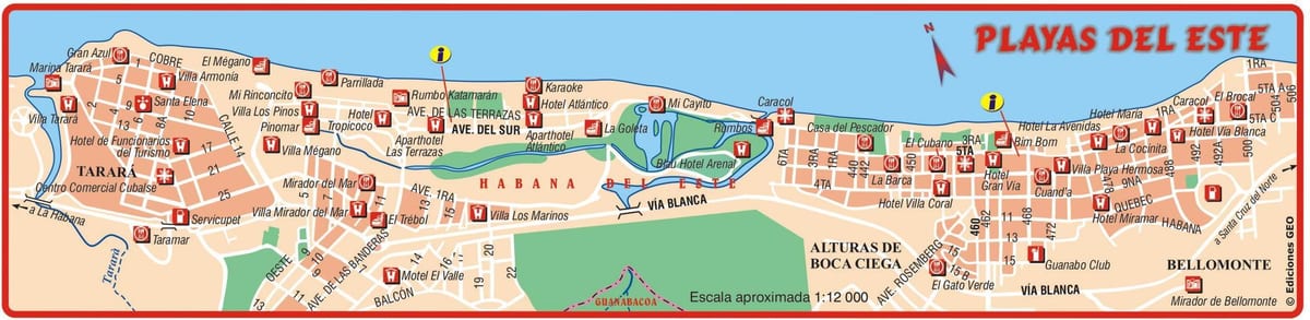 mapa de la playa del este de Cuba
