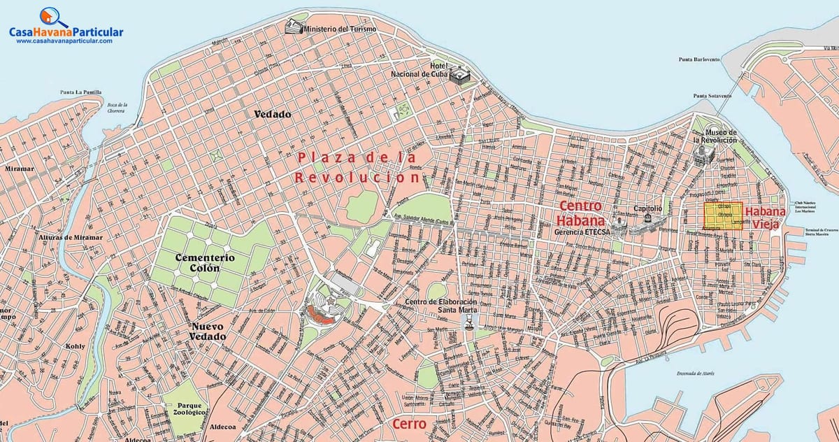 la ciudad de mapa de calle de la Habana, Cuba