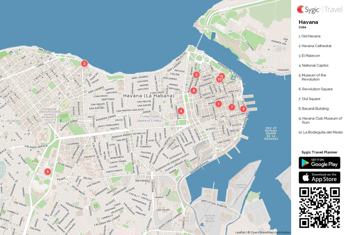 La habana, Cuba, mapa turístico