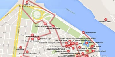 Mapa de la Habana recorrido a pie