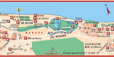 Mapa de la playa del este de Cuba