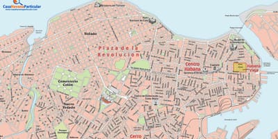 La ciudad de mapa de calle de la Habana, Cuba